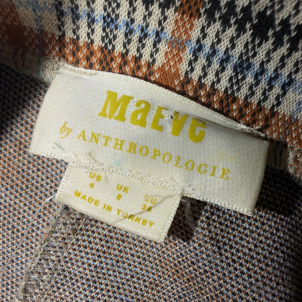 Maeve Anthropologie Plaid Wide Leg Pants Brown Motif High Rise Size 4 NEW - Picture 2 of 9